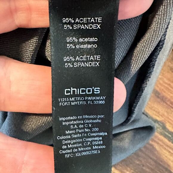 Chico's Travelers Slinky Knit Cardigan Top Jacket Grey Sz 2 Asymmetrical Hem - Picture 9 of 10